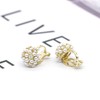 QUKE Simulated Pearl Zirconia Crystal Golden Tone Clip On Studs