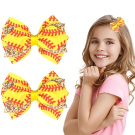 2 Pieces American Basketball Hair Bows Clips, 7.5 Inch Basketball Grosgrain Ribbon Hair Bows Pinsfor Women School Basketball Team Birthday Party (Orange American Football)