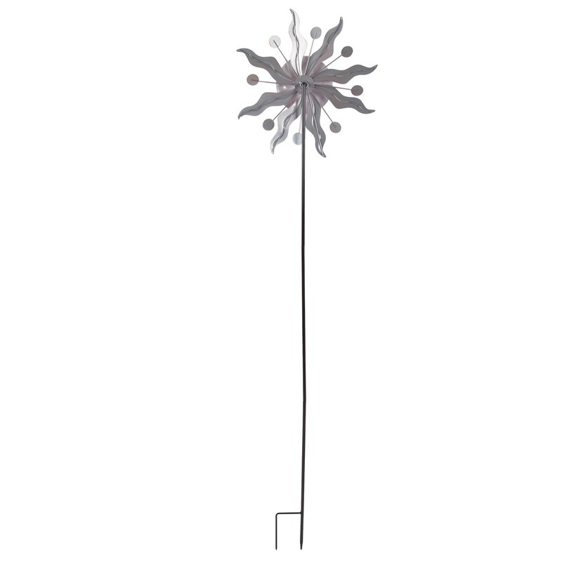 Sun Windmill Iron Weather Resistant Decorative Flower Wind Spinner with