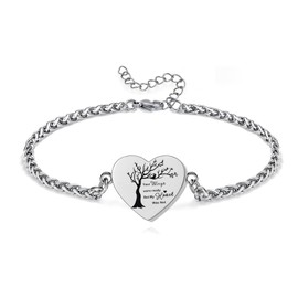 MOSURNSJWY Cremation Jewelry for Ashes Tree of Life Heart Urn Bracelet for Human Ashes for Women Men Memorial Locket Keepsake Link Bracelet, Silver