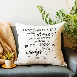 Friendship Gifts for Women Friends - Friend Gifts for Women Christmas Galentine's Day Valentines Day Birthday Gift for Female Friends BFF Bestie White Throw Pillow Cover 18x 18 Inch