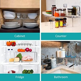 Estante extensible para gabinete, estantes ajustables de acero inoxidable para encimera de cocina, estante de cocina para despensa, cochera,...       