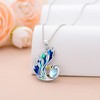 LWQQWL Peacock Necklace 925 Sterling Silver Peacock Pendant Necklace Moonstone