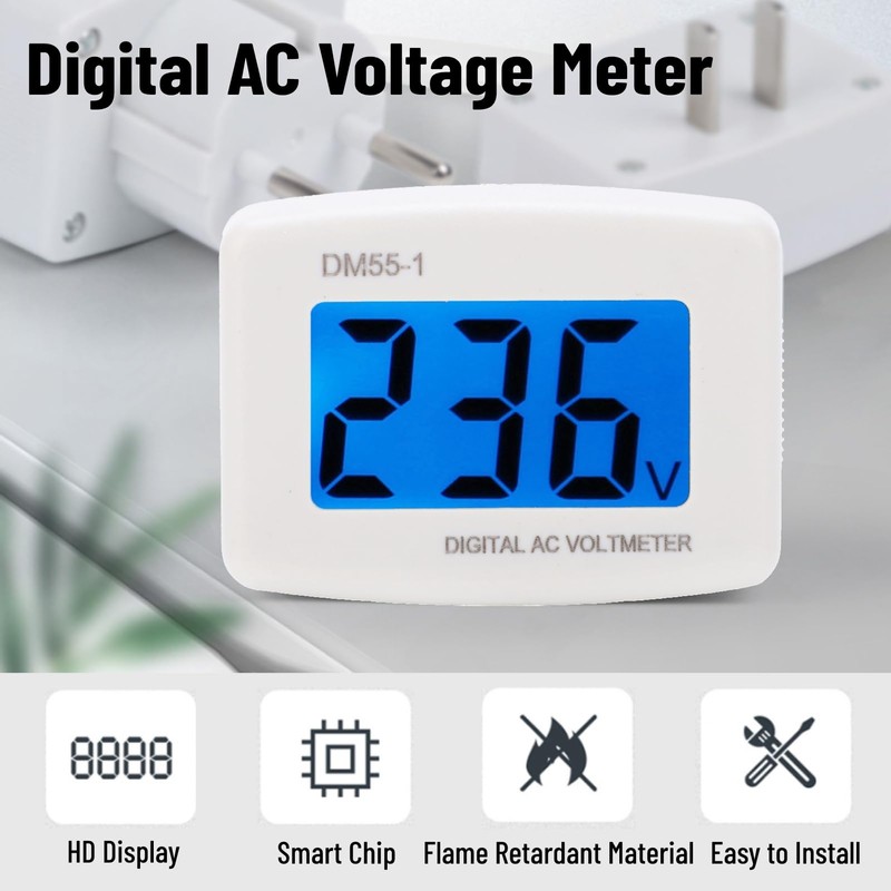 Voltage Meter Digital AC Voltage Meter EU Plug Voltmeter AC