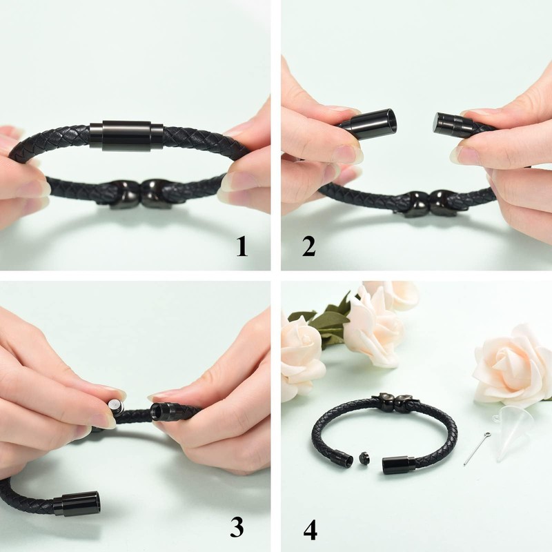 Cremation Jewelry Skull Urn Bracelet for Ashes for Men Women