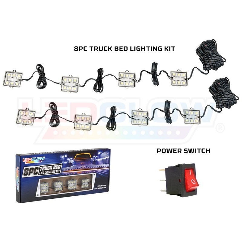LEDGlow 8pc White Truck Bed Cargo LED Lighting Kit -