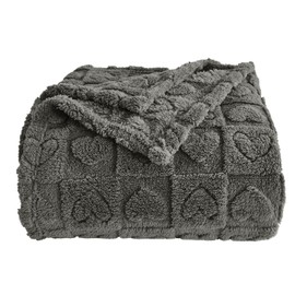 GIOKARNNA Heart Checkered Throw Blankets, for Love Mother Friends Pets,280 GSM Super Soft Warm Lightweight Fluffy Bed Blanket for Women Anniversaries(Gray,90"x108")