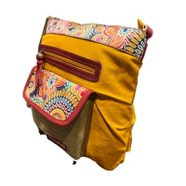 Macha Indian Cotton Leather Shoulder Bag for Women Boho Bohemian Purse, orange