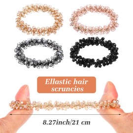 YBEATY 8 PCS Rhinestone Hair Ties Fancy Beaded Hair Bands Silver Elastic Ponytail Holders Scrunchies Hairs Accessories Stretchy Pretty Hairs Ropes Sparkly Crystal Scrunchies for Women Girls
