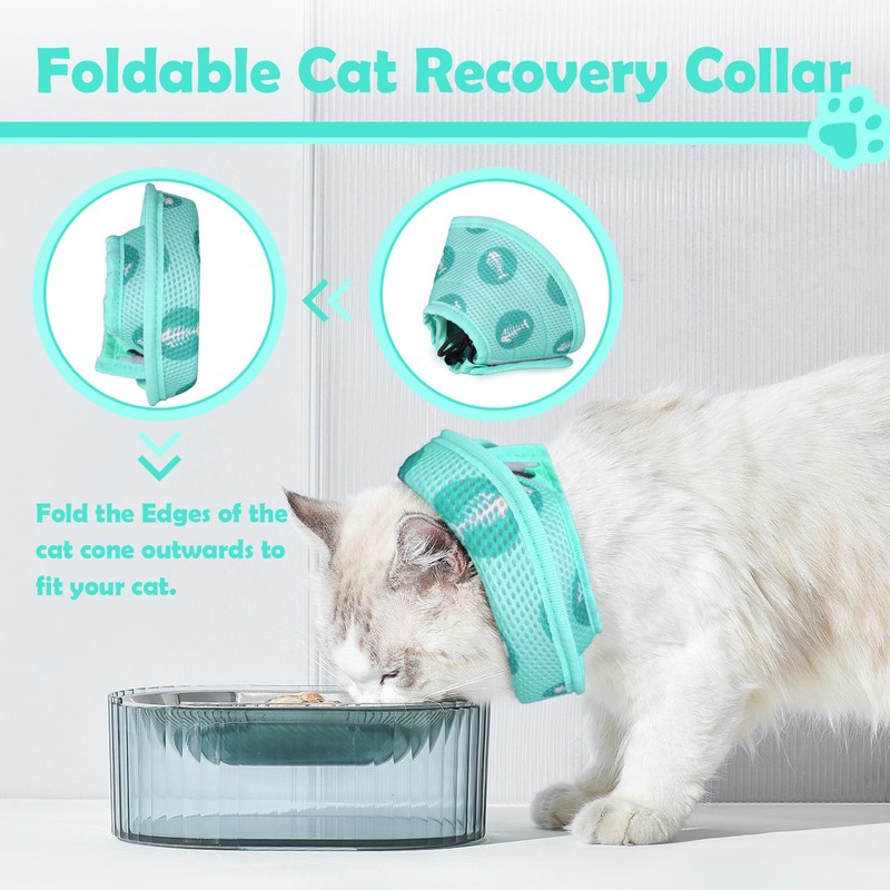 Kinwodon Green Cat Cone Collar Soft, Adjustable Cat Recovery Collar