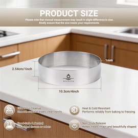 Hilsita Burger Mold, Sous Vide Accessories Hamburger Bun Rings, 6 Pcs 4 Inch Baking Rings, Stainless Steel, Cooking Rings, Ring Molds for Cooking (1'' H)