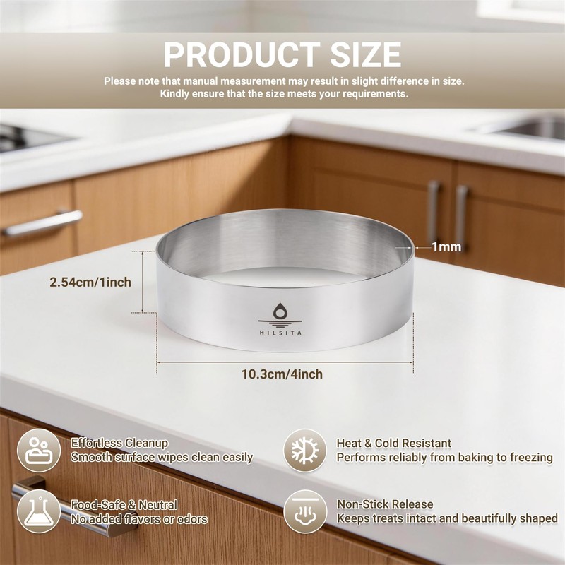 Hilsita Burger Mold, Sous Vide Accessories Hamburger Bun Rings, 6