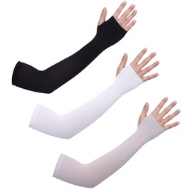 tao pipe 3 Pairs UV Protection Arm Warmers, Sun Protection Arm Sleeves for Outdoor Activities for Men Women Children Cooling Arm Warmer Arm Warmers (Black, White, Grey), Black / White / Grey