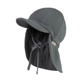 Sterntaler Unisex Neck Peaked Cap with Neck Protection Muslin with Tie Strap, Matt Green