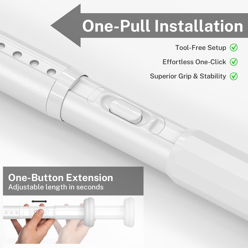 ZYKORT Heavy Duty Tension Curtain Rod No Drilling,Adjustable 39-173In,White