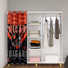 Feelyou Football Closet Door Cover Curtain for Living Room 34x80 Inch 1 Panel Chicago Door Curtain for Doorway Privacy Gifts for Football Fans Football City 30%-50% Room Darkening Blackout Curtain