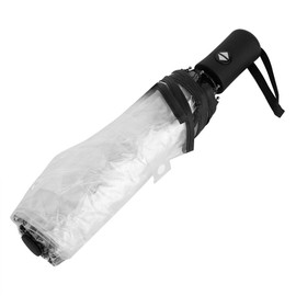 Foldable Transparent Umbrella Umbrellas Portable Tri-Fold Women Fashion Umbrella Clear Bubble Canopy, black