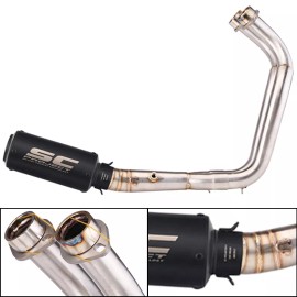 Unbranded Fits Yamaha MT07 FZ07 2014-2022 Slip-on Exhaust Manifolds Link Pipe Muffler Tips