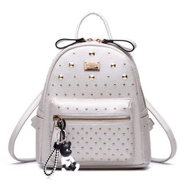 AINUOEY Women's Backpack Bags Women Elegant Bag City Backpack Handbag Vintage PU Leather 76601 1-Piece Set, White (not exactly white), Adjustable strap