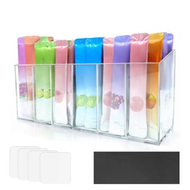 beeurptnr Drink Packet Organizer with Removable Divider, Wall Mount Water Packet Organizer, Water Flavor Packet Holder 6 Compartment