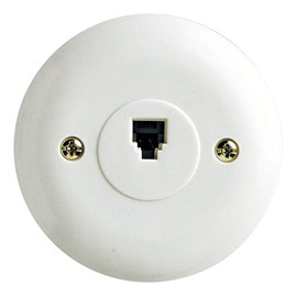 AUDIOVOX TP248WHN Round Wall Phone Jack, White