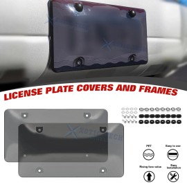 Xotic Tech Clear Black License Plate Covers Shields Holder Fits for Standard Size US Plates