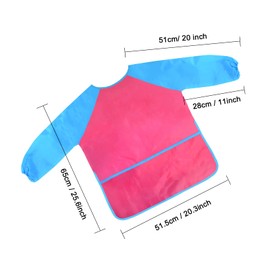 Children's Painting Apron 8-10 Years, 3 Pockets, Children's Apron with Long Sleeves, Painting Gown, Craft Apron, Waterproof for Girls, Boys, for Painting, Crafts,