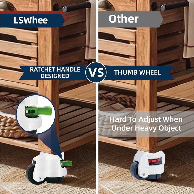 4 Pack Leveling Casters with Ratchet Handle, Adjustable Heavy Duty