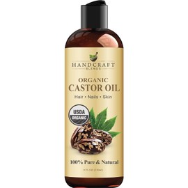 Castor Oil Aceite de ricino certificado por USDA orgánico, 100% puro, prensado en frío 8 oz