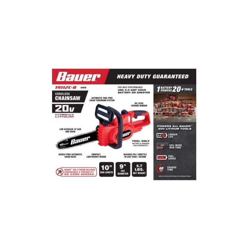 Bauer 20v Hypermax Lithium Chainsaw