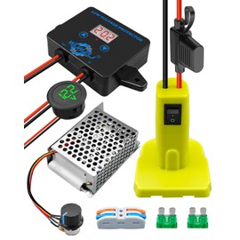 Power Wheel Battery Adapter Converter Kit Fit for Ryobi 18V Battery, DIY Upgrade Ride On Car for Kids with Low Voltage Protector Voltage Display Speed Controller Fuse and Wire Terminals