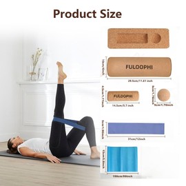 FULOOPHI Balance Board, Premium Cork 4-in-1 Foot & Ankle Strengthener Kit, Balance Trainer with Massage Roller & Ball, Resistance Bands for Enhance Mobility, Improve Foot Function, Prevent Falls