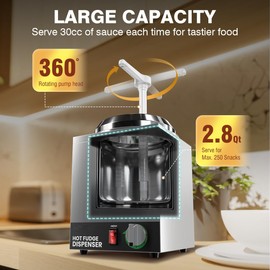 Nacho Cheese Dispenser with Pump,2.8Qt Nacho Cheese Warmer,Stainless Steel Hot Fudge Warmer W/5-Level Temperature Adjustment,Commercial Hot Fudge Dispenser for Hot Fudge Cheese