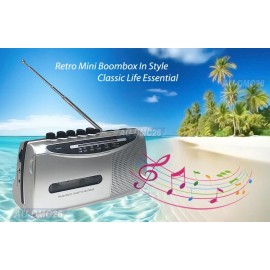 Universal Portable Mini Retro Boombox AM FM Radio Recorder Cassette Player Voice Recorder