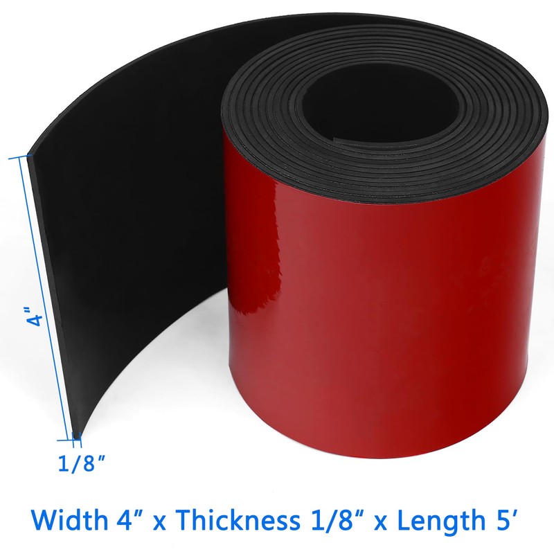 WochiTV Adhesive Solid Rubber Strips, 4" Wide x 1/8" Thick
