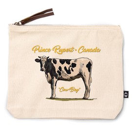 Lantern Press Prince Rupert, Canada, Icon, Cow Bay, Holstein Cow, 100% Cotton Zipper Pouch, Travel Accessory, Go Bag