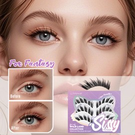 Cluster Lashes,Lankiz Biomimetic Individual Eyelashes Fox Eye Lashes Wispy C Curl Reusable Lash Extensions DIY for Daily Wear and Events（Fantacyfox）