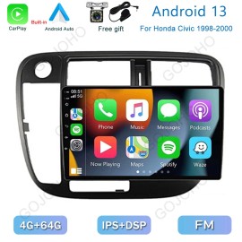Unbranded 4+64GB Android 13 Car Radio For Honda Civic 1998-2000 Carplay Stereo GPS Navi BT