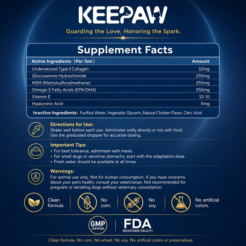 KEEPAW Liquid Hip & Joint Supplement for Senior Dogs 16