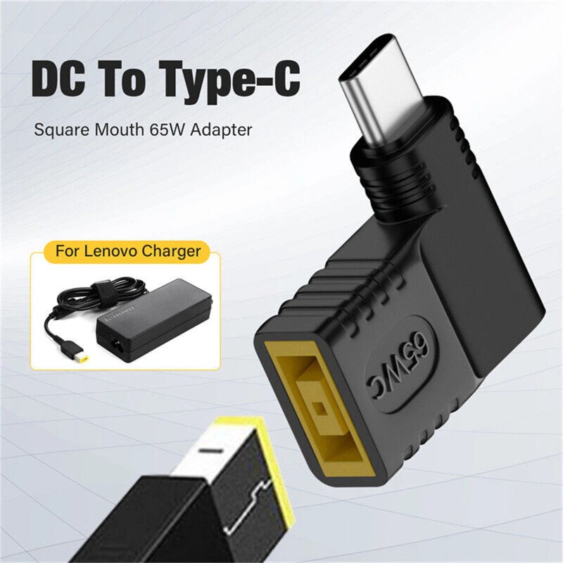 For Lenovo 90 Degree 65W USB Type C To DC