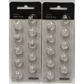 Oticon 2 Pack Oticon miniFit 8mm Open Domes For Hearing Aids. 20 Domes Total.