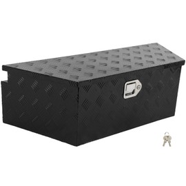 SCITOO 39inch Black Heavy Duty Aluminum Truck Bed Tool Box Chest Box Aluminum Trailer Tongue Box for Pick Up Truck Bed RV Trailer Tool Box with Lock and Keys