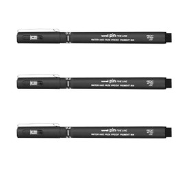 UNI-BALL PIN DRAWING PEN FINELINER ULTRA FINE LINE MARKER 0.2mm BLACK Ink - [Pack of 3]