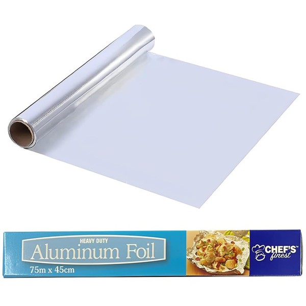 Tezraftaar® Aluminium Kitchen Catering Tin Foil Roll 450mm x 75m 18" for Restaurants Keep Food Fresh & Hot Long Time