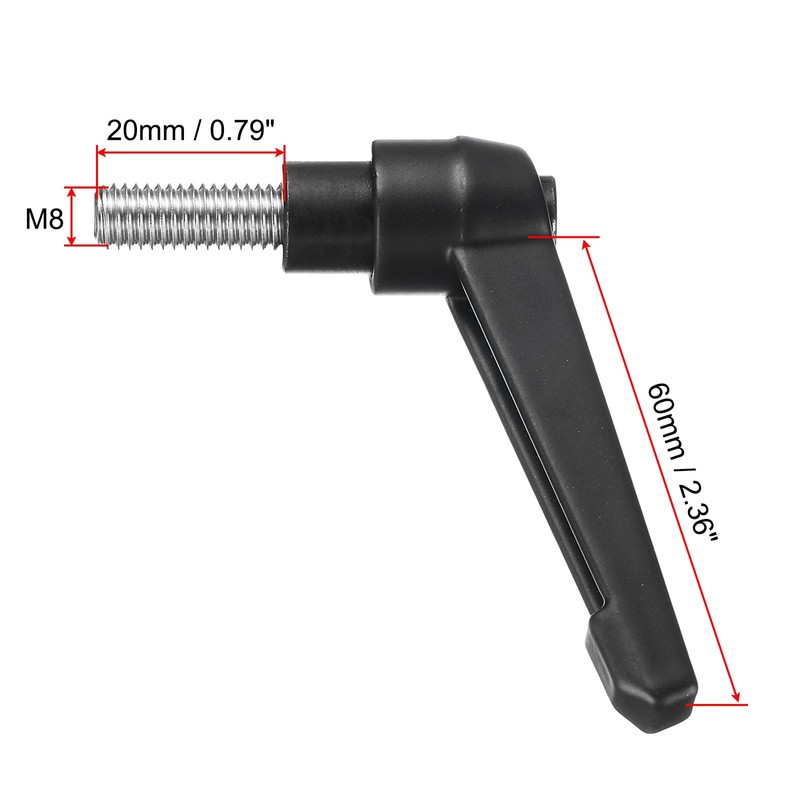 sourcing map Adjustable Clamping Lever Handle M8 x 20mm Metric