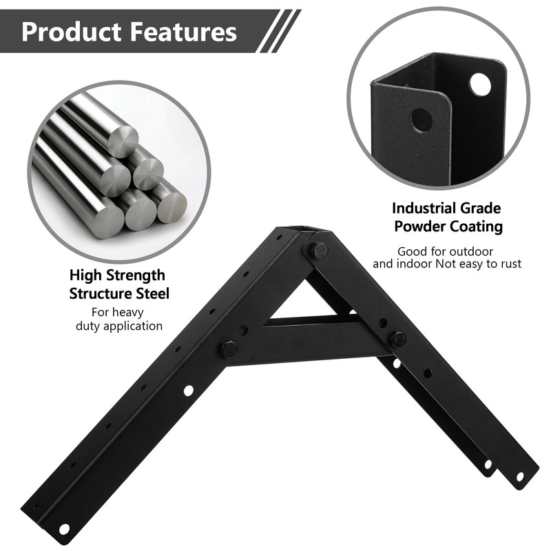 Sihnman Heavy Duty Adjustable Angle Bracket (2 pc) for Wall