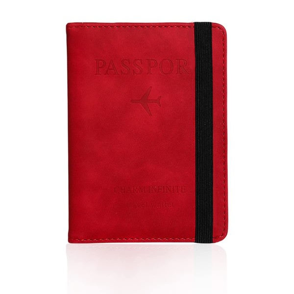 Jagowa Passport Book Holder Cover Case with Strap, PU Leather