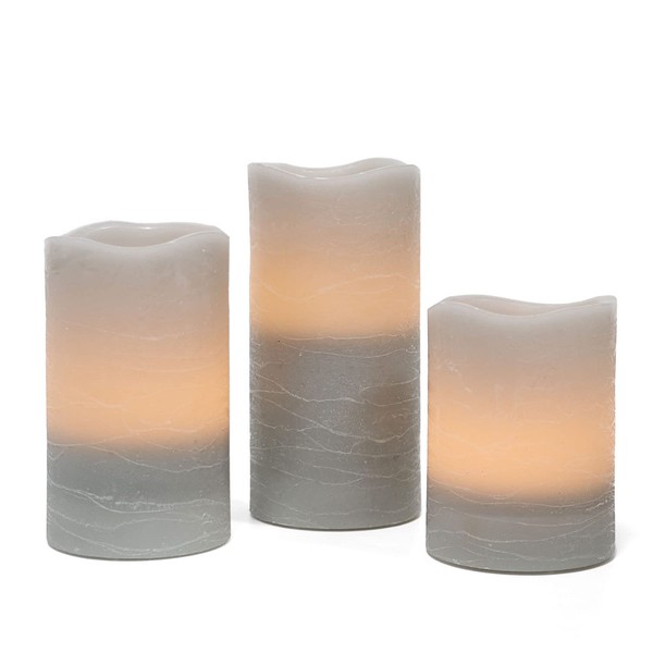 Rhytsing Grey Battery Operated Flameless Led Candles with Timer Function,