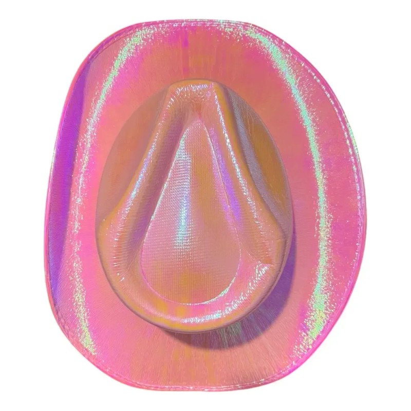 Sombrero Vaquero Rosa Neón Tornasol Texano Fiesta H /#~