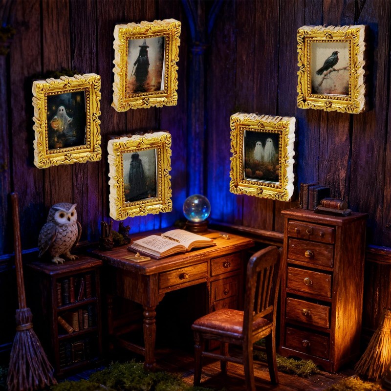 10 Pcs Miniature Accessories of Magic Frames Tiny Scary Photo